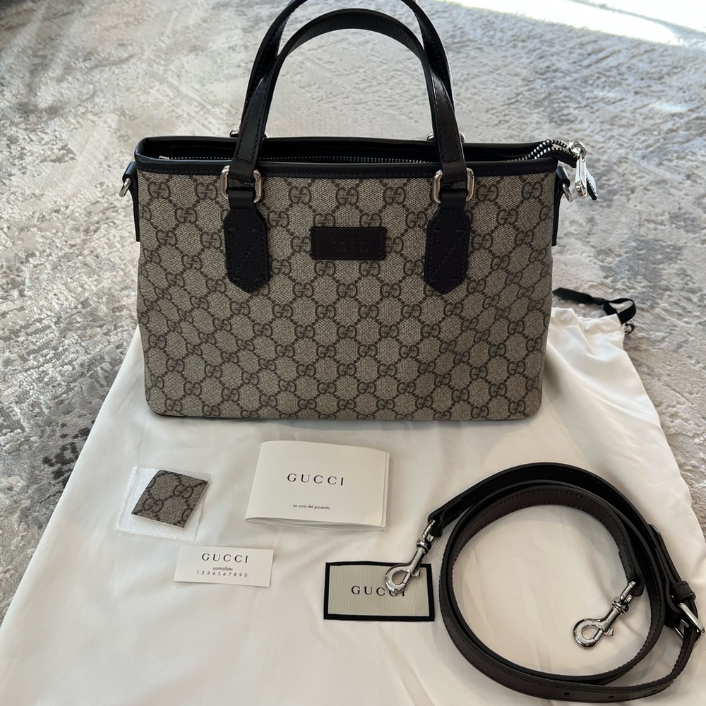 Authentic Gucci GG Supreme Canvas Handbag Brown